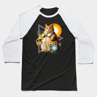 Chunky Cat - Person Cat Owner Funny a Retro Synthwave Cat Baseball T-Shirt